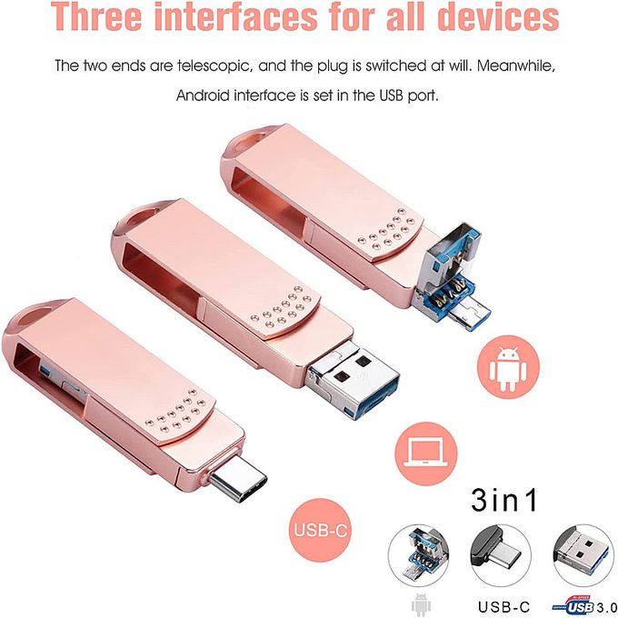 BiNFUL para Android OTG 3 en 1 unidades flash USB tipo C y amp; Micro 512GB  256GB 128GB 64GB 32GB 16GB Pendrives Pen Drive Cle para teléfono Tan  Jianjun unisex