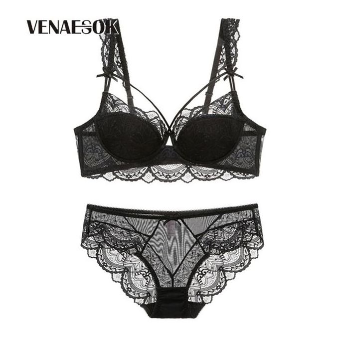 Brands Sexy Women Underwear Set Thin Cotton Lace Bra Lingerie Sets Plus  Size 40 38 Comfortable Brassiere Black Push Up Bra