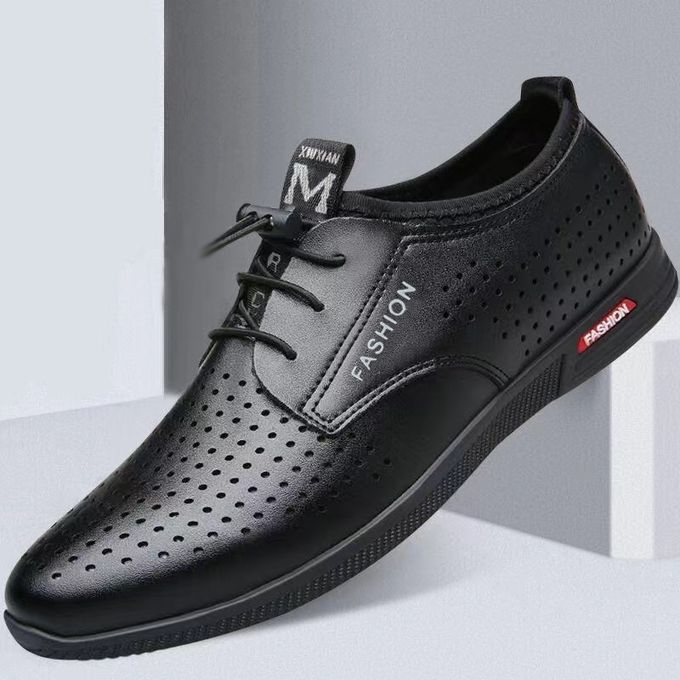 product_image_name-Fashion-Men's New Breathable Leather Shoes -black-1