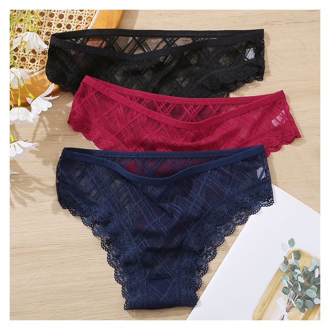 Sexy Floral Lace Mesh Women's Panties Female Hollow Out Bri