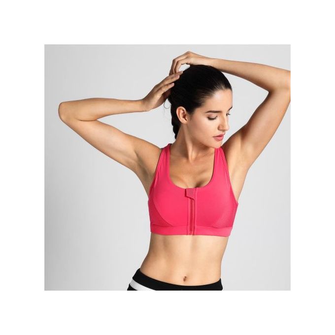 Fashion Women's High Impact Sport Bra With Back Pocket Front