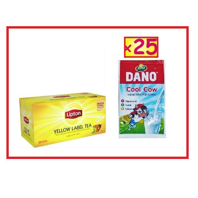 Lipton Yellow Label Black Tea +(Dano Cool Cow Milk 12g X 25)