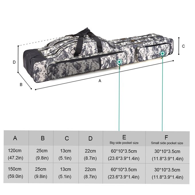 Generic 3 Layers Fishing Bag Portable Folding Fishing Rod Reel Bag