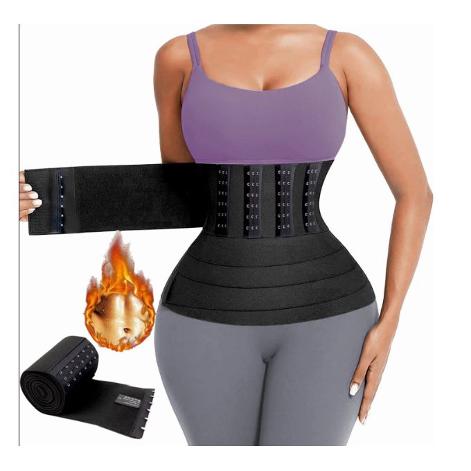 MERRIN Snatch Me Up Bandage Wrap Body Shaper Corset Tummy Shape wear Belt  Waist Trainer Black