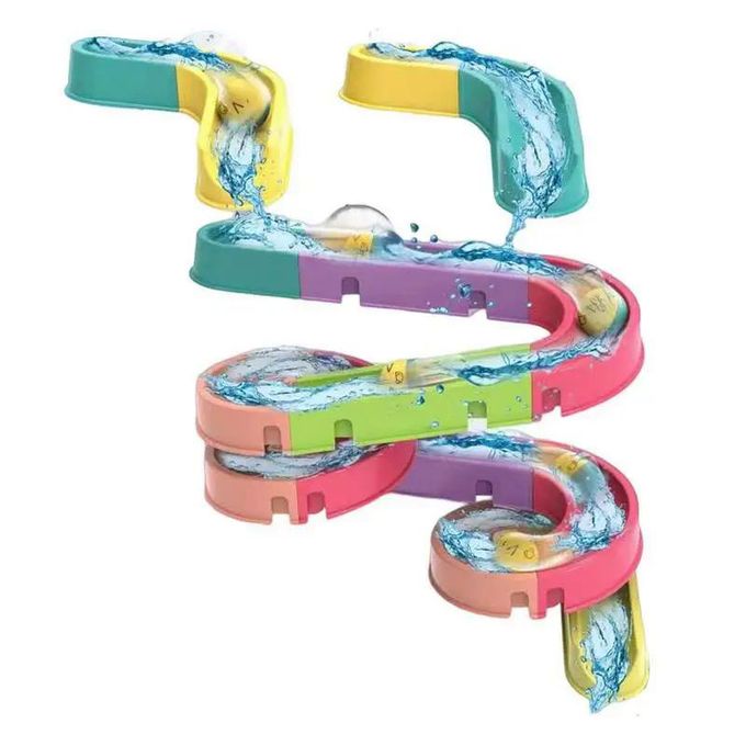 Water Track Bathtub Bath Toys – 30Pcs Water Wall Slide Toy Kids