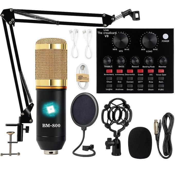 Mythco V8 Live Sound Card Podcast Equipment Bundle BM-800