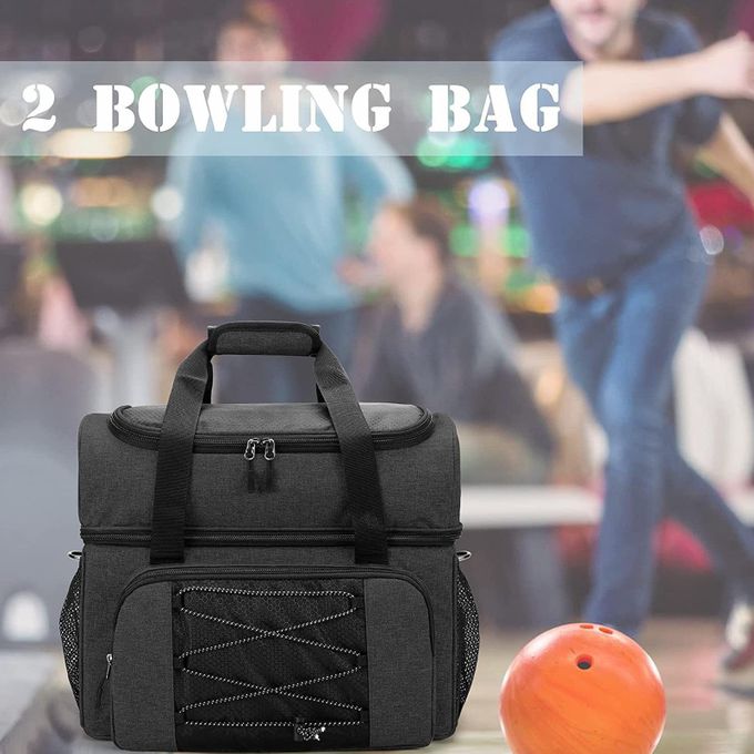 IKITEE Bowling Ball Bag, Bowling Bag for Two Balls Double Ball Tote Bag  with Padded Ball Holder, Fits Bowling Shoes Up to Mens Size 16 and Extra  Accessories