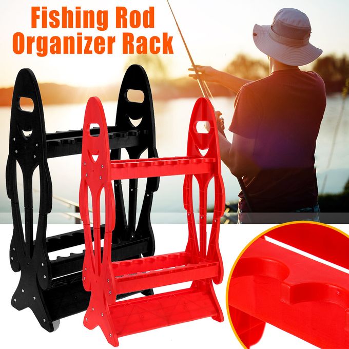 Generic 16 Rods Rod Rack Stand Combos Storage Organizer Pole For Rests Kit  Black Red