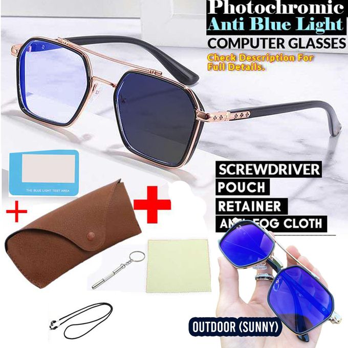 Generic Luxury Photochromic Anti Blue Light Glasses Blue