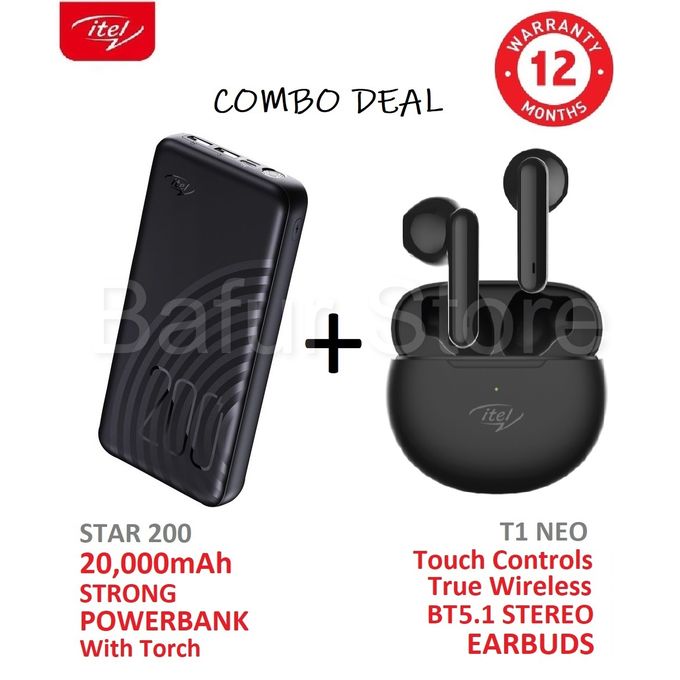 itel 20000mAh Power Bank With Torch Stereo Earbuds Combo Jumia