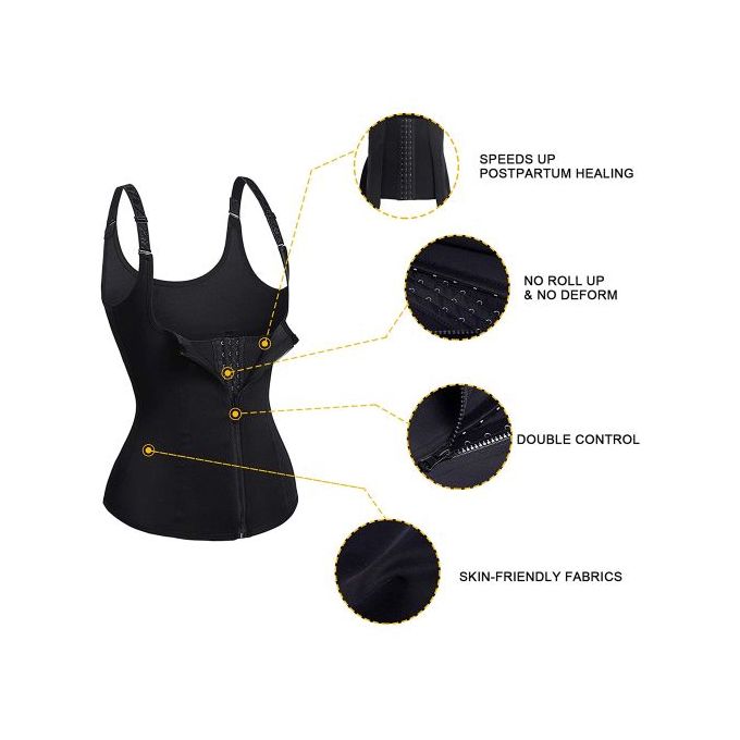 Fashion (Black)Women Bodysuit Shapewear Abdomen Waist Trainer Body Shaper  Strappy-Back Chest Enhance Corrective Corset Postpartum Recovery MAA