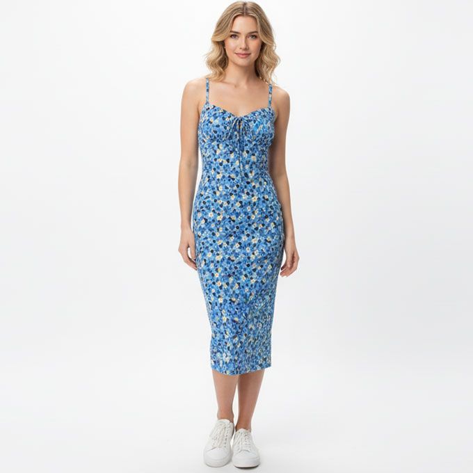 Knitted Casual Dress - Blue