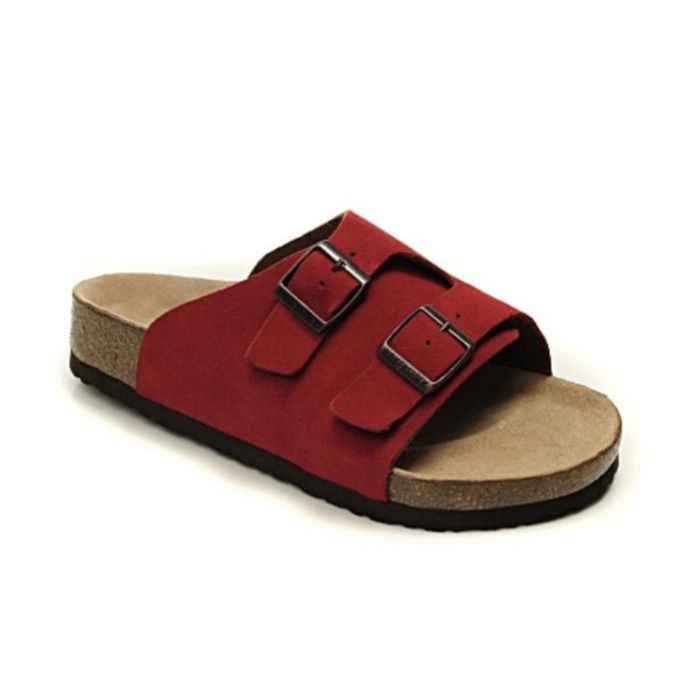 product_image_name-Cornel-Mens Pirk Cover Pam Slippers With Double Buckle - Red-1