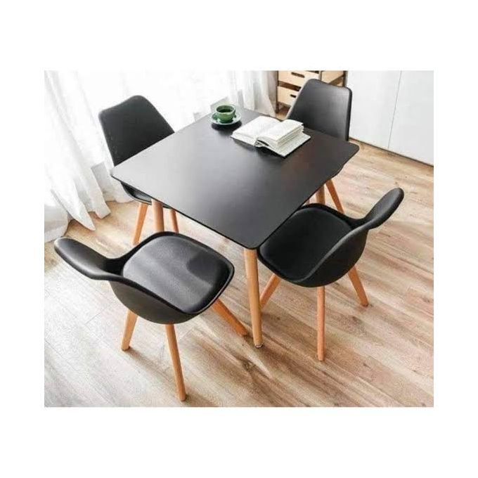 product_image_name-Generic-Beechwood Dining Table + 4 Sitting Padded Plastic Chairs-1