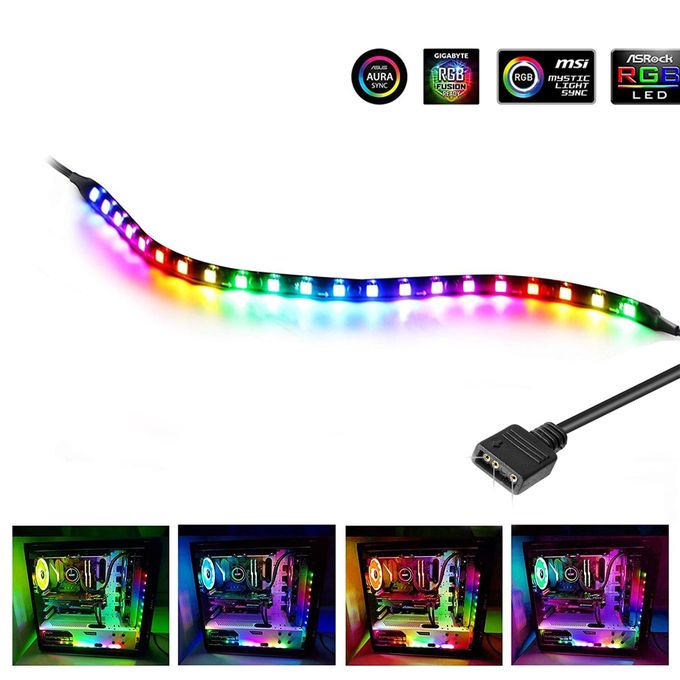 Generic Addressable WS2812b LED Strip PC, For ASUS Aura SYNC,MSI Mystic Light,GIGABYTE RGB 5V 3Pin Header Motherboard-150cm-non -60leds | Jumia Nigeria