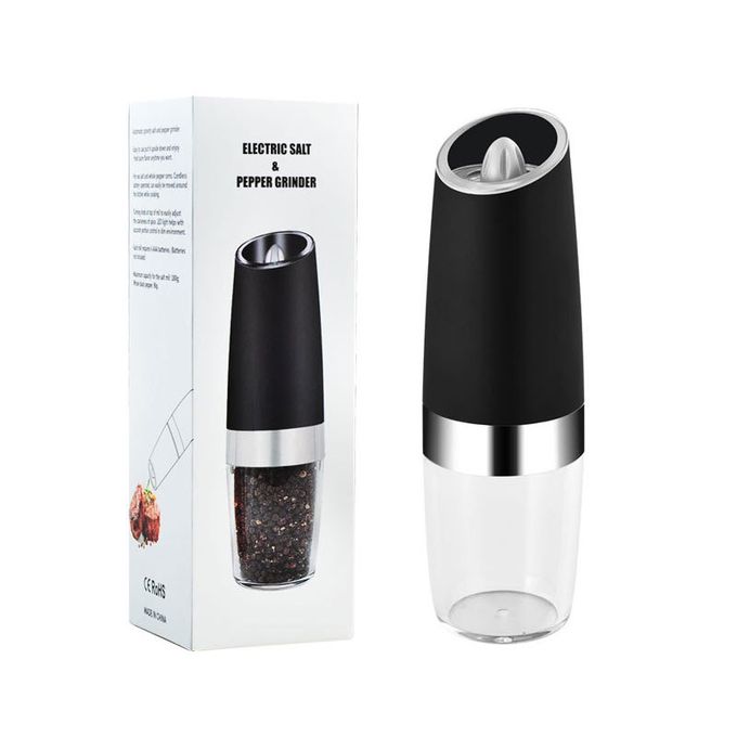 Black Grinding Sea Salt & Spices Grinder, Electric Gravity Induction Pepper  Grinder