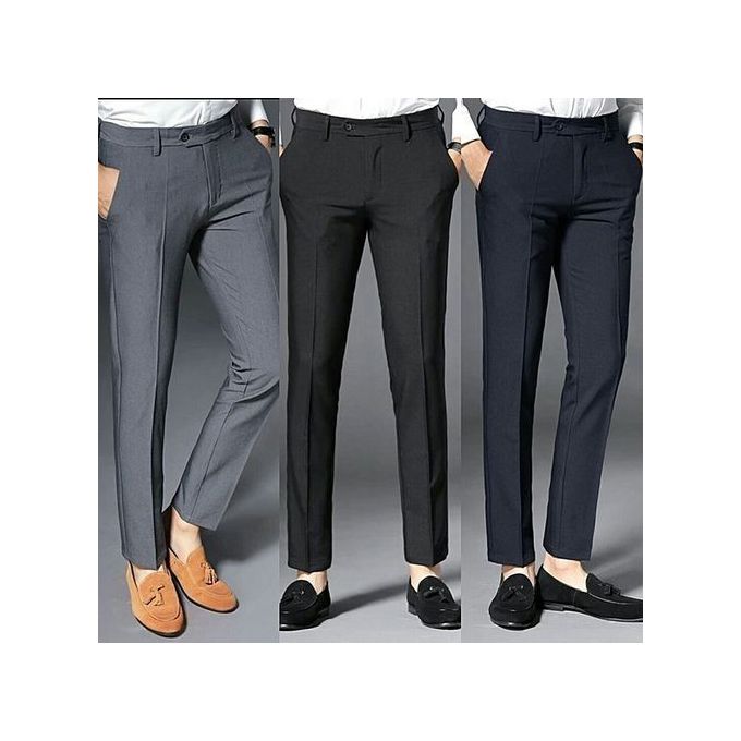 Fashion Three Pieces Smart Trousers For Men- Ash,Black And Navy Blue ...