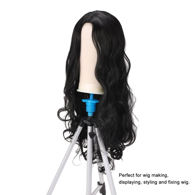 Black Canvas Head For Wigs, 22 Inch Salon Shaped Head With Mounting Holes  For Wig Production, Braided Braid Stand For Hat Display Stand, Durable Hairs