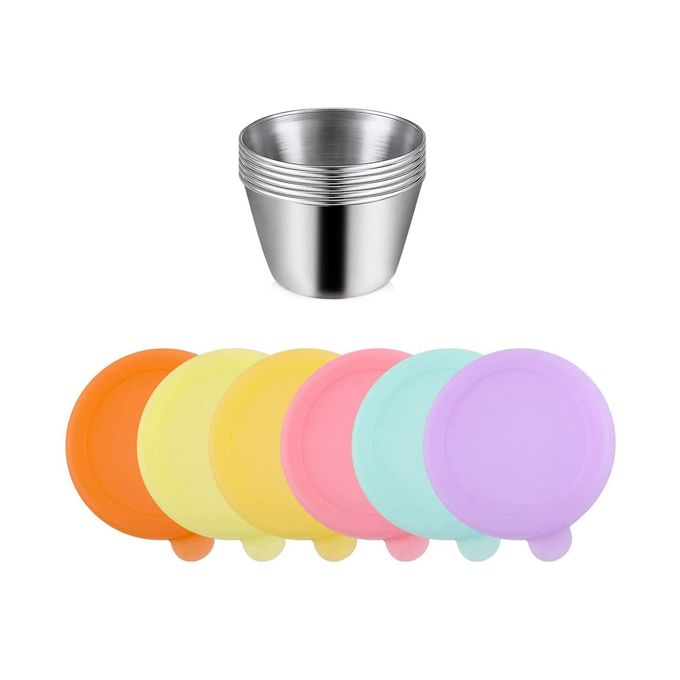 6pcs, Salad Dressing Container, Small Condiment Containers With Leakproof  Lids, Reusable Stainless Steel Sauce Cups For Lunch Bento Box, Picnic And Tr