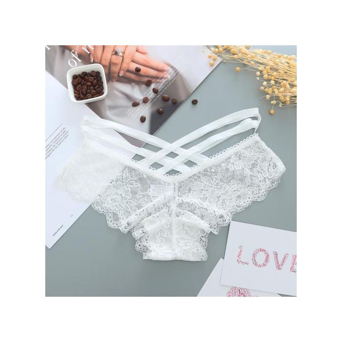 Fashion Sexy Briefs Ladies Cross Strap Lace Lingerie Women G