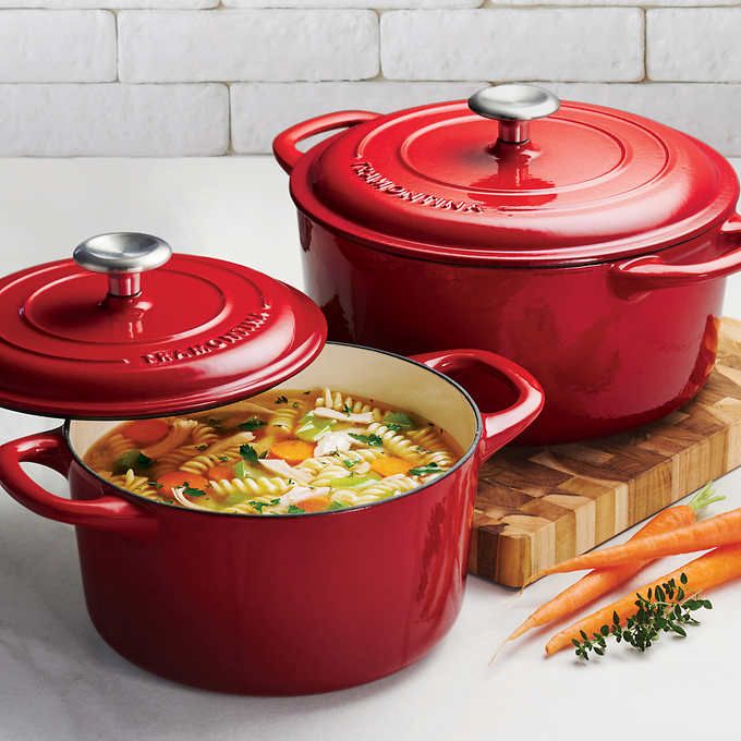 Tramontina Enameled Cast Iron Dutch Oven, 2-pack Red 3.5qt 5.5qt