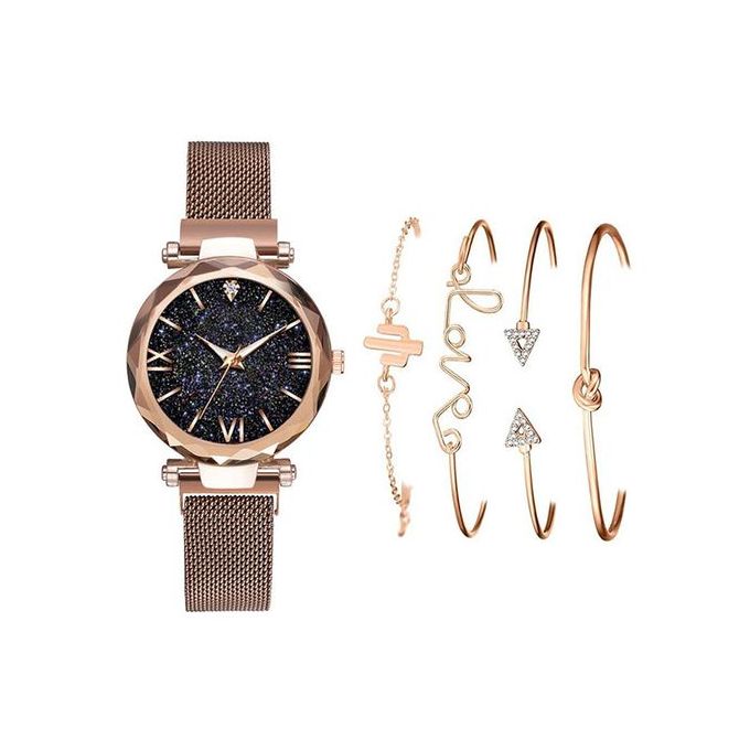 5pcs Set Luxury Women Watches Magnetic Starry Sky Ladies Quartz Wristwatch - Image 3