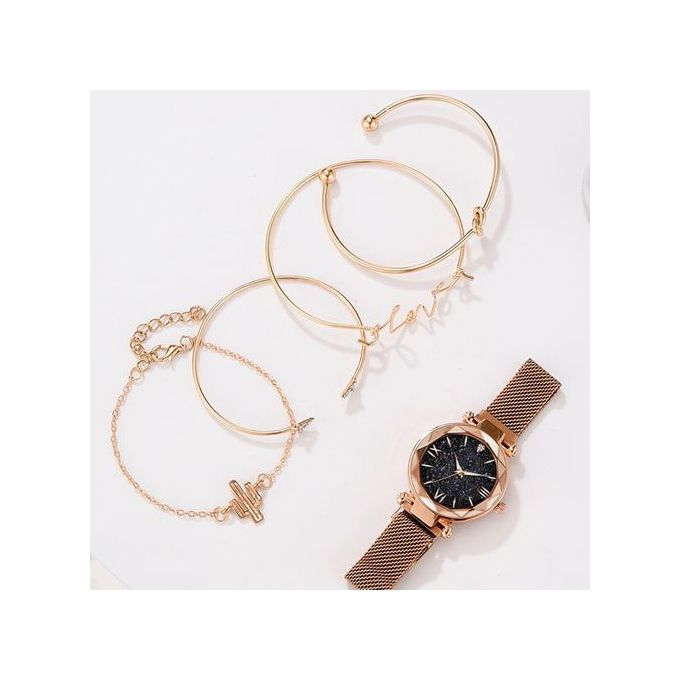 5pcs Set Luxury Women Watches Magnetic Starry Sky Ladies Quartz Wristwatch - Image 6