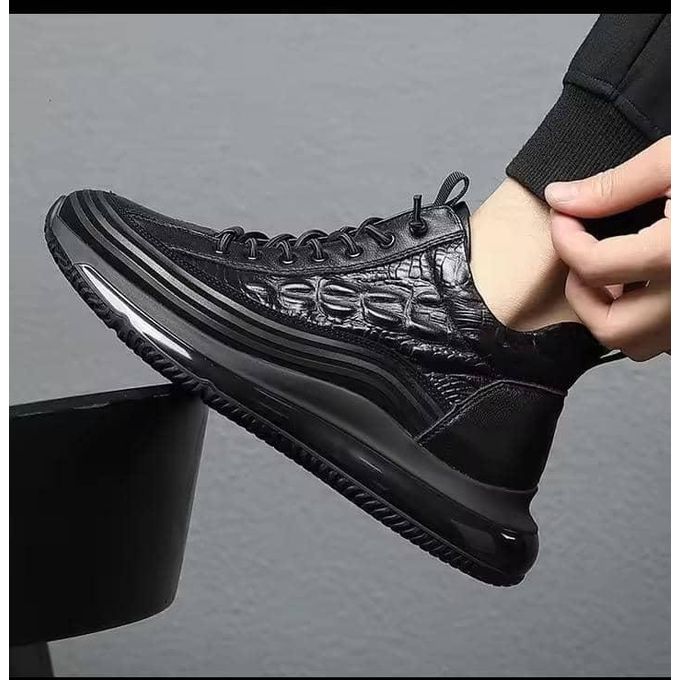 product_image_name-Fashion-Black Ellniges Men's Crocodile Patterned Sneakers, For Winter-1