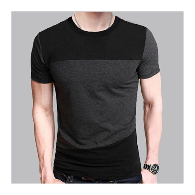 Danami Black Grey Contrast Round Neck T-Shirt | Jumia Nigeria