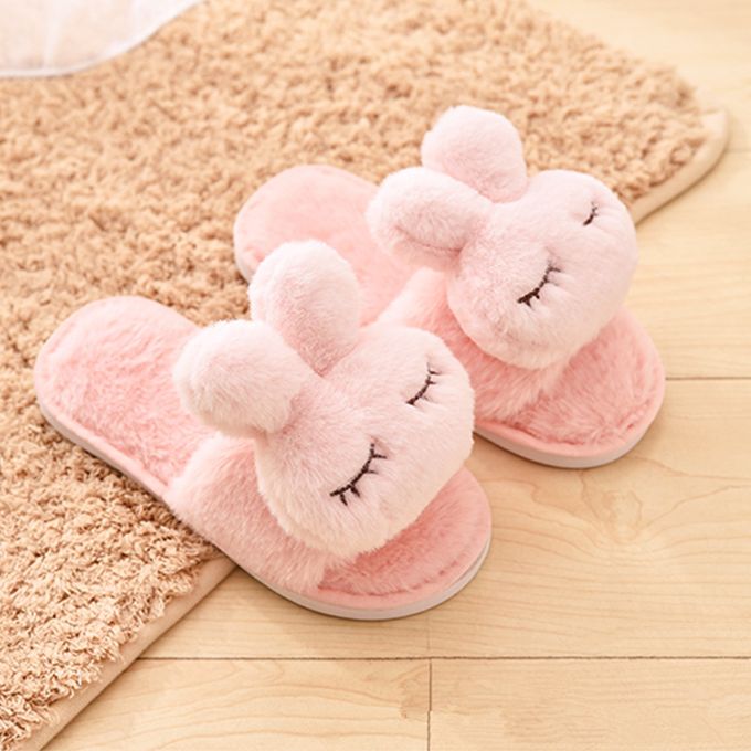 Generic Kawaii Fluffy Women Winter Home Slippers Ladies Animal Bunny Warm Plush Indoor Slippers House | Jumia Nigeria