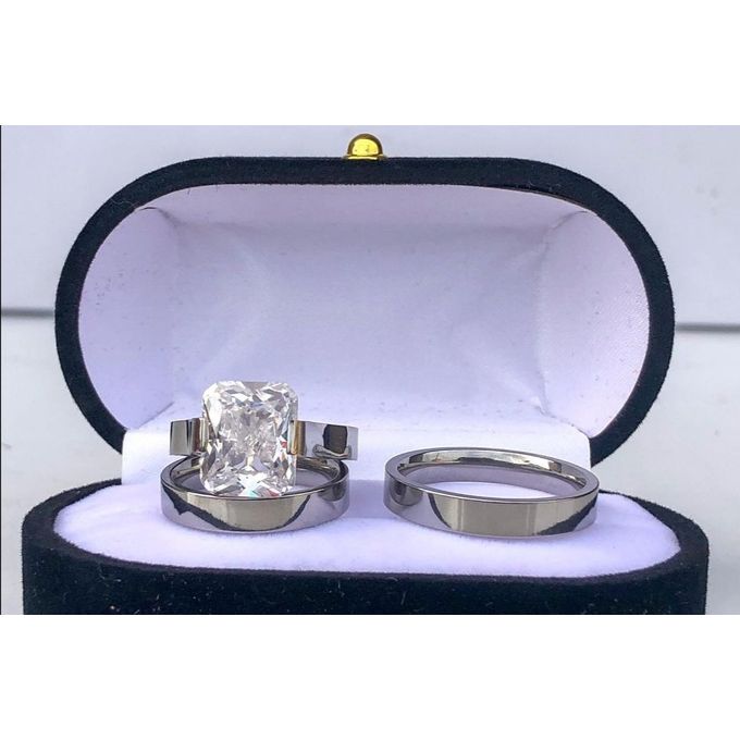 Fashion 18 Karat Premium Silver Wedding Ring Set