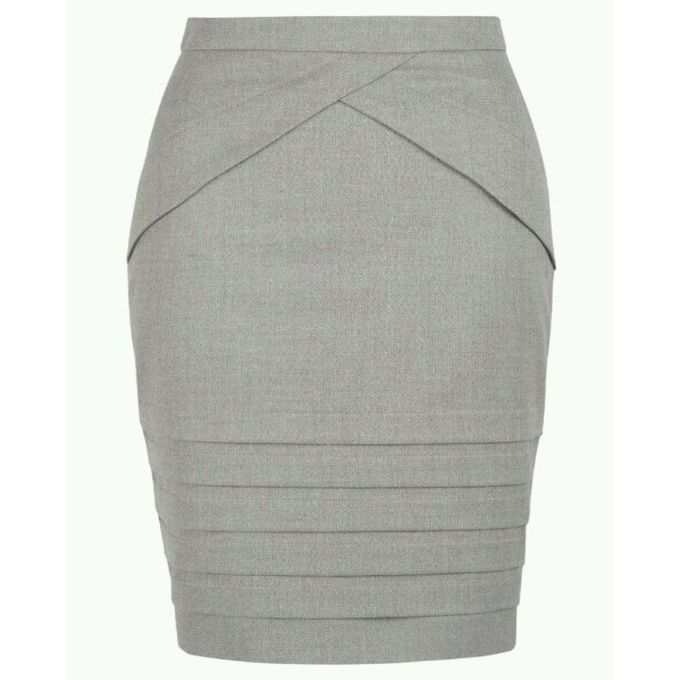 Fashion Sexy Straight Skirt - Grey Ladies Pencil Skirt With Pleats ...