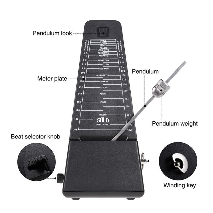SOLO S-320 Universal Mechanical Metronome ABS Material for Guitar