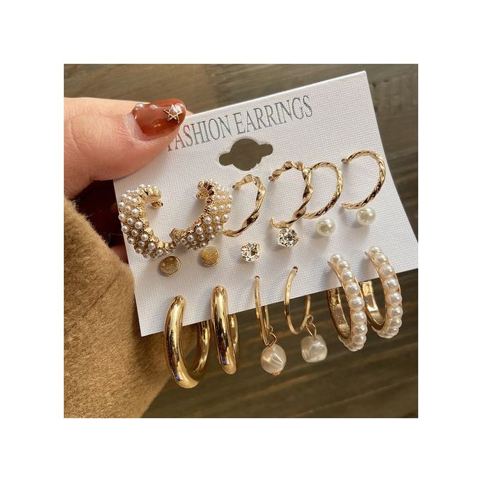 product_image_name-Fashion-6 Pairs Ladies Hoop Diamond Pearl Earrings Set Punk Earrings-1