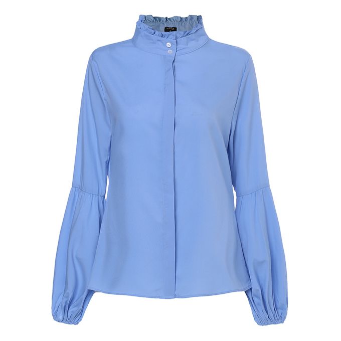 Vonda Women Office Formal High Coller Puff Sleeve Shirt-Blue | Jumia ...