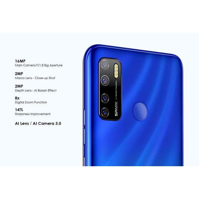 Tecno Spark 5 Pro Kd7 6 6 Hd 64gb Rom 3gb Ram 16mp Quad Camera Android 10 Q 5000mah Fingerprint Face Id 4g Blue Jumia Nigeria