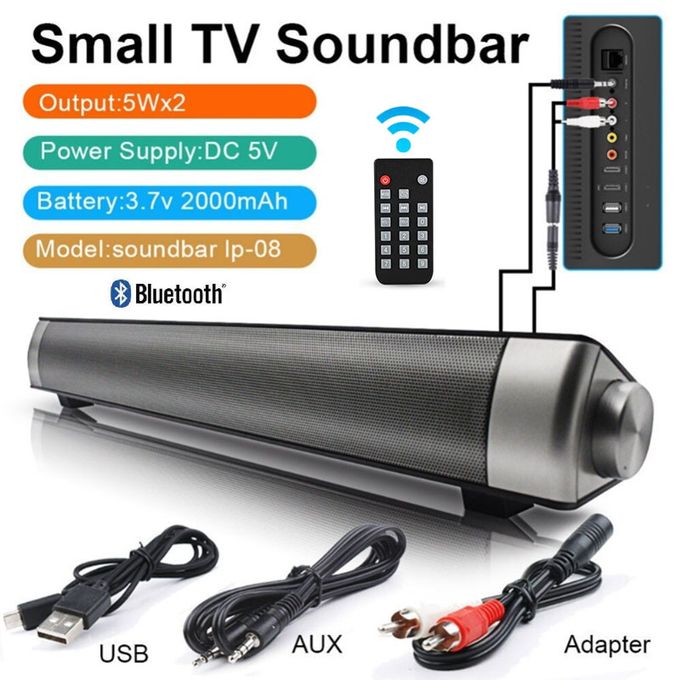 product_image_name-Generic-Sound Bar Wireless Bluetooth Speaker Stereo Subwoofer Soundbar - Black/Grey-1