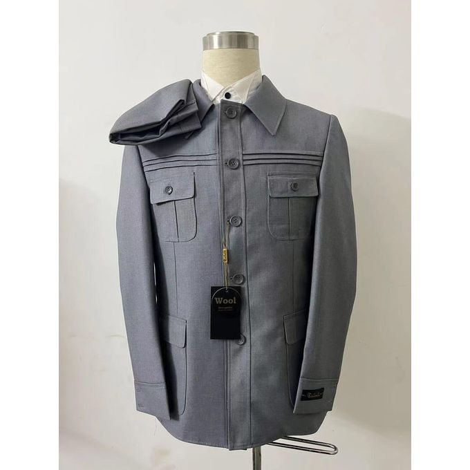 Shop “redeemer” 3d printed short sleeve safari suit - Deji & Kola