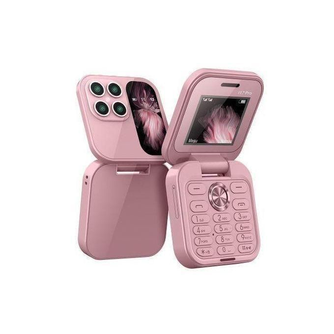 i17 PRO Mini Foldable Flip Mobile Phone with FM Radio Magic Voice Blacklist Speed Dial, PINK