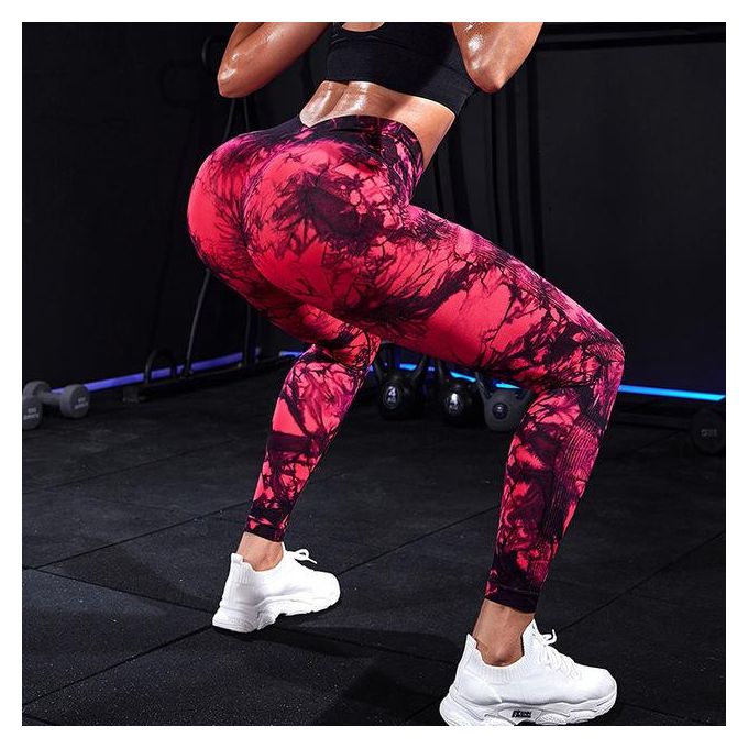 Mortilo Workout Bra Women's Hip-lifting High-waist Sexy Tie-dye Yoga Pants  Sports Training Leggings Polyester Yoga Leggings 