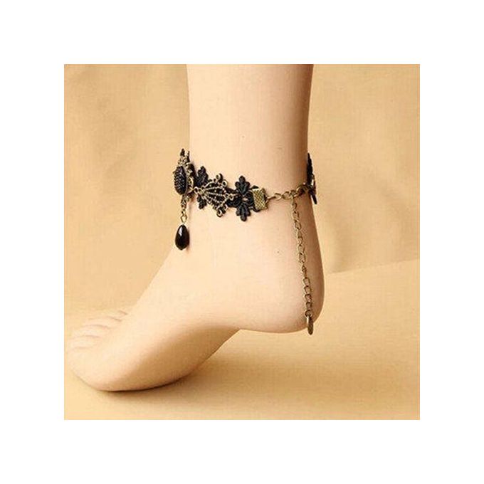 1Pair Lace Embroidery Anklet with Toe Ring Floral Bridal Barefoot Sandals  Vintage Wedding Foot Ankle Bracelet Prom Festival Foot Jewelry for Women |  SHEIN USA