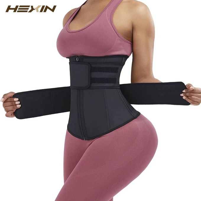 Fashion Women Latex Removable Double Starps Waist Trainer Trimmer