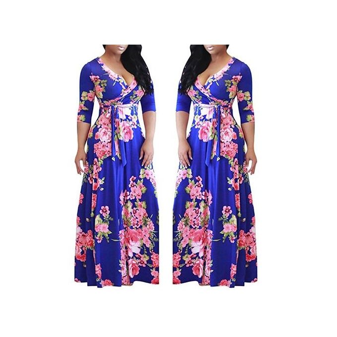 Fashion Plus Size Floral Print Party Maxi Dress Ankara Gown - Multi ...