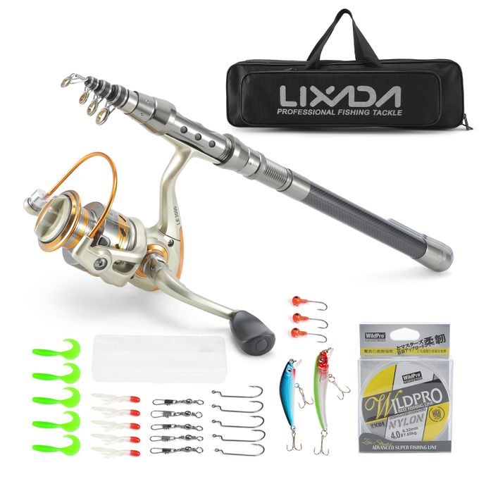 Lixada Telescopic Fishing Rod And Reel Combo Full Kit Spinning