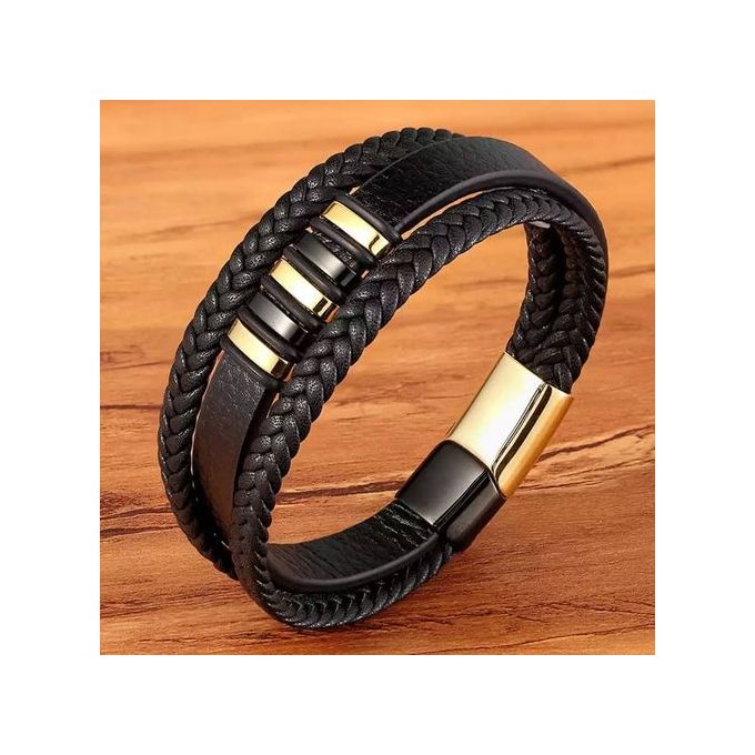 Curren Men Leather Wrist Watch With 3 Layer Bracelet- Brown - Image 3