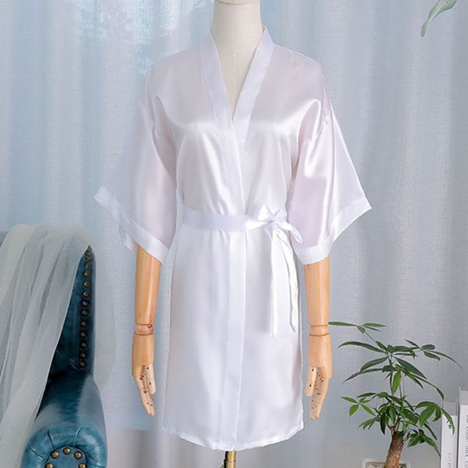 White Women Satin Sleep Robe, 3/4 Sleeve at Rs 480/piece in New Delhi | ID:  23745150312