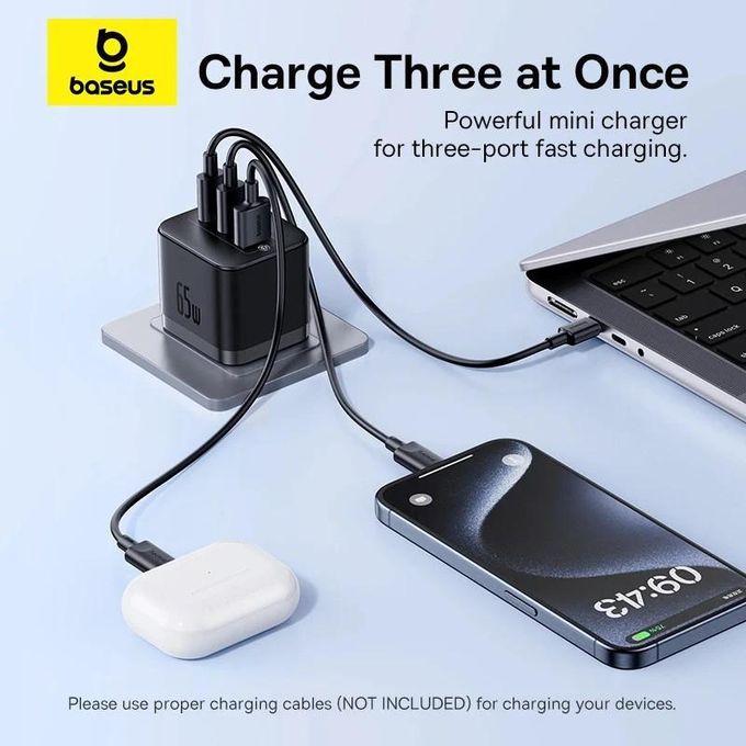 Baseus USB C Power Supply, 65W High-Speed USB C Charger, PD 3.0 and PPS Fast