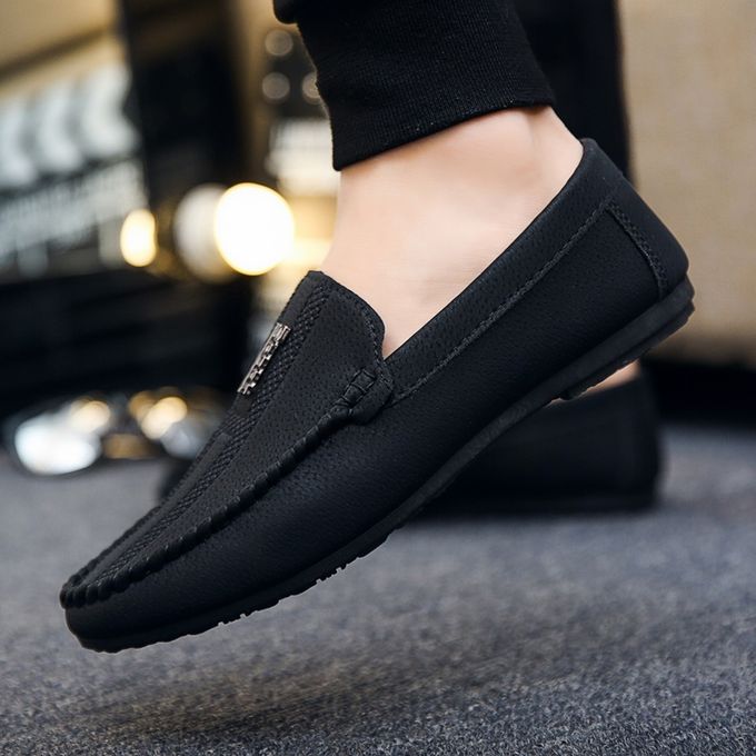 Fashion Men's Casual Shoes Korean Version Flat Loafer Shoes-Black ...