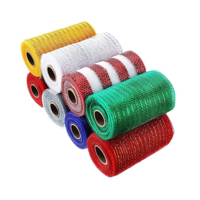 3 Rolls Poly Burlap Deco Mesh -10 Inch Wide Deco Poly Decorative Mesh  Ribbon Wrapping Ribbon Rolls for Home Door Wreath Decoration DIY Crafts  Making