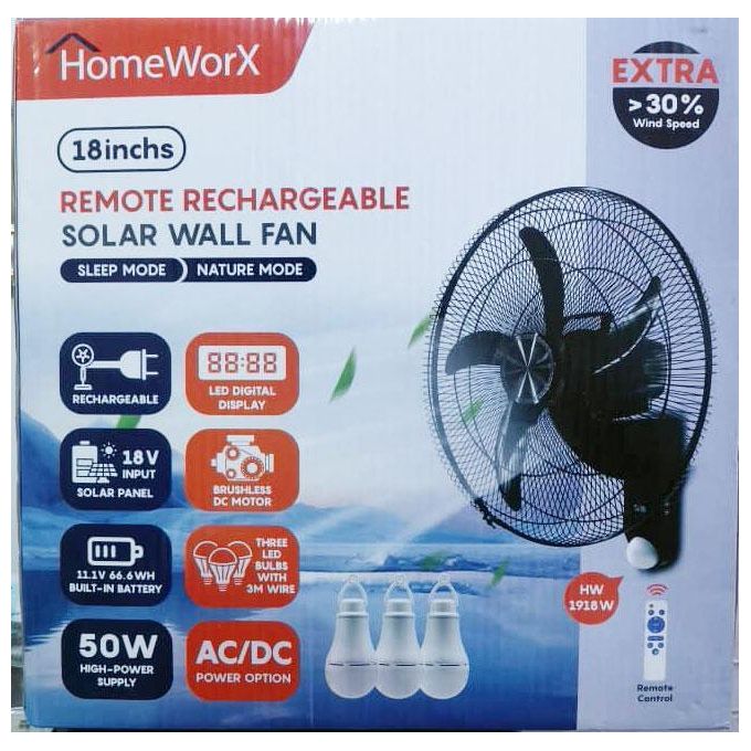 Homework Rechargeable Solar Fan 18-inch